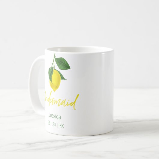 Lemon Monogram Bridesmaid Kaffeetasse (Vorderseite Links)