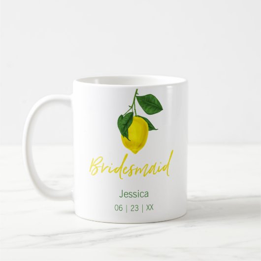 Lemon Monogram Bridesmaid Kaffeetasse (Links)