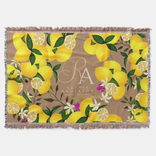 Lemon Monogram Brown Decke (Vorderseite)
