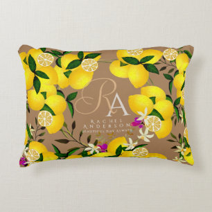 Lemon Monogram Brown Dekokissen