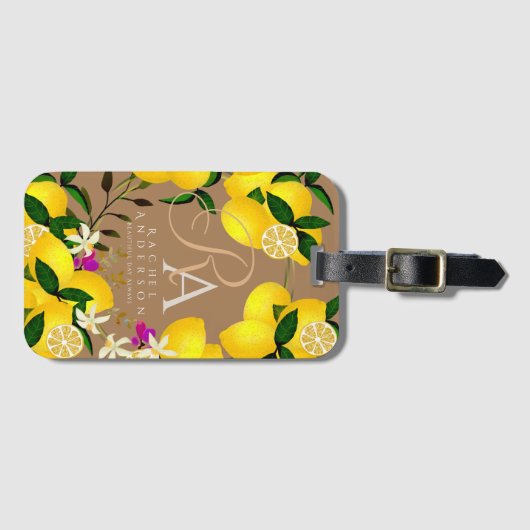 Lemon Monogram Brown Gepäckanhänger (Vorderseite (Horizontal))