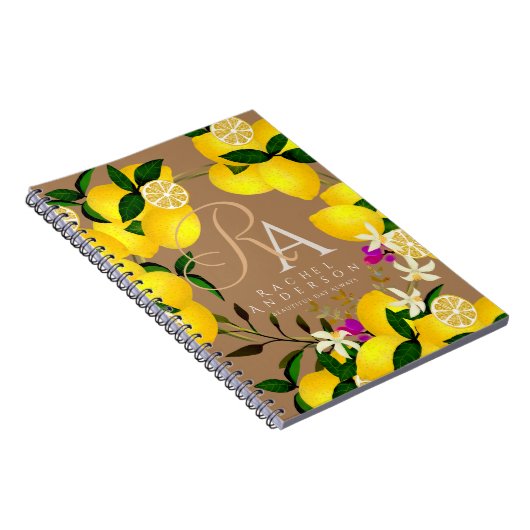 Lemon Monogram Brown Notizblock (Rechte Seite)