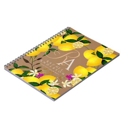 Lemon Monogram Brown Notizblock (Linke Seite)