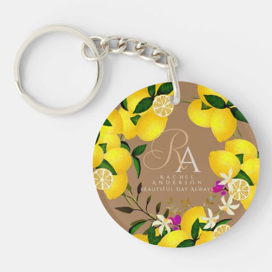 Lemon Monogram Brown Schlüsselanhänger (Vorderseite)