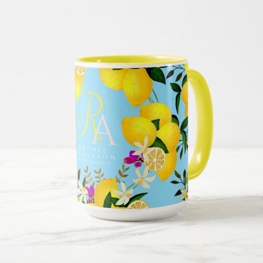 Lemon Monogram Brown Tasse (VorderseiteRechts)