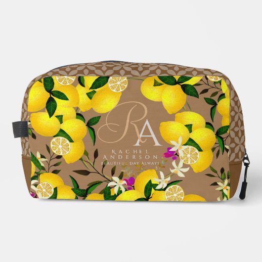 Lemon Monogram Brown Waschbeutel (Vorderseite)