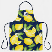 Lemon Monogram Citrus Navy Blue Schürze (Vorderseite)
