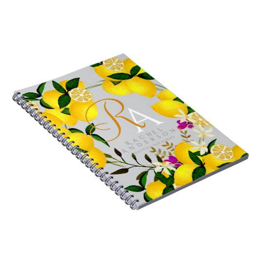 Lemon Monogram Gray Notizblock (Rechte Seite)