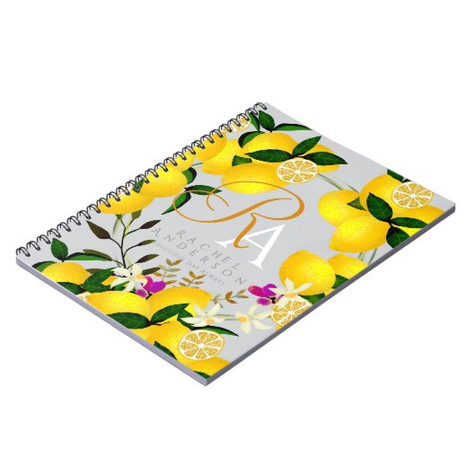 Lemon Monogram Gray Notizblock (Linke Seite)