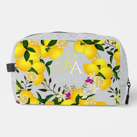 Lemon Monogram Gray Waschbeutel (Vorderseite)