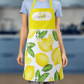 Lemon Monogram Initial Botanical Yellow Citrus Schürze