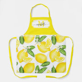 Lemon Monogram Initial Botanical Yellow Citrus Schürze (Vorderseite)