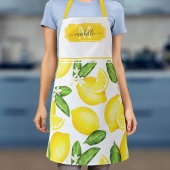Lemon Monogram Initial Botanical Yellow Schürze