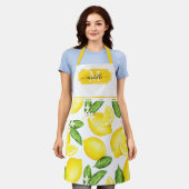 Lemon Monogram Initial Botanical Yellow Schürze (Getragen)