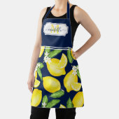 Lemon Monogram Initial Citrus Navy Blue Schürze (InSitu)