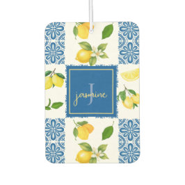 Lemon Monogram Name French Country Tile Pattern Autolufterfrischer