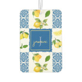 Lemon Monogram Name French Country Tile Pattern Autolufterfrischer (Rückseite)