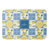 Lemon Monogram Name French Country Tile Pattern Badematte (Vorderseite)