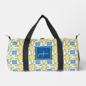 Lemon Monogram Name French Country Tile Pattern Duffle Bag (Vorderseite)