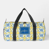 Lemon Monogram Name French Country Tile Pattern Duffle Bag (Rückseite)