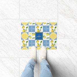 Lemon Monogram Name French Country Tile Pattern Fußmatte