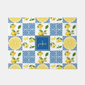 Lemon Monogram Name French Country Tile Pattern Fußmatte (Vorderseite)