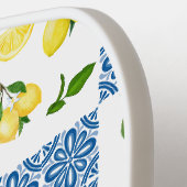 Lemon Monogram Name French Country Tile Pattern Pickleball Schläger (Linke Seite)