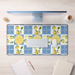Lemon Monogram Name French Country Tile Pattern Schreibtischunterlage