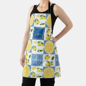 Lemon Monogram Name French Country Tile Pattern Schürze (InSitu)
