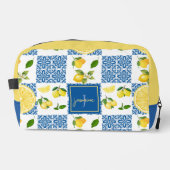 Lemon Monogram Name French Country Tile Pattern Waschbeutel (Vorderseite)