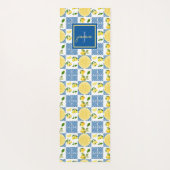Lemon Monogram Name French Country Tile Pattern Yogamatte (Rückseite)