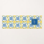 Lemon Monogram Name French Country Tile Pattern Yogamatte (Vorderseite (Horizontal))