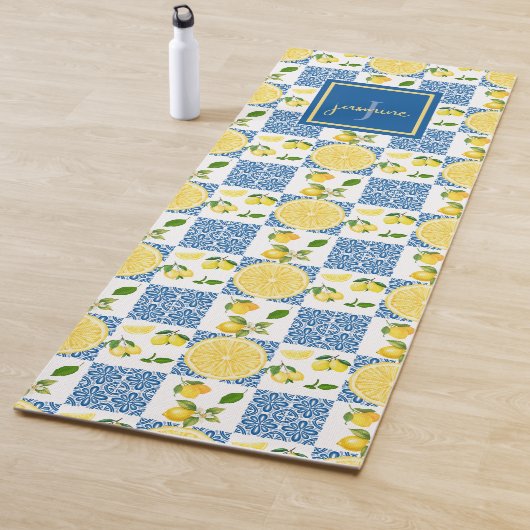 Lemon Monogram Name French Country Tile Pattern Yogamatte (Beispiel)