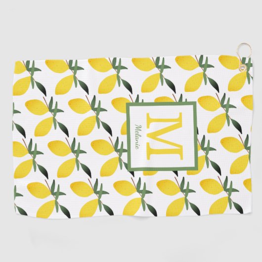 Lemon Monogram Name Golfhandtuch (Horizontal)