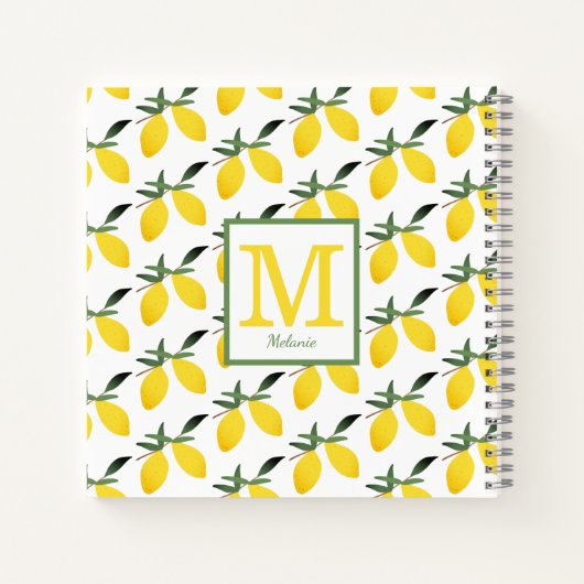 Lemon Monogram Name Notizblock (Rückseite)