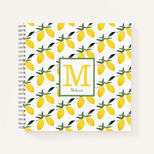 Lemon Monogram Name Notizblock (Vorderseite)