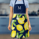 Lemon Monogram Navy Blue Schürze<br><div class="desc">Diese Monogramm-Schürze zeichnet sich durch ein Aquarelllachsmuster mit Monogramm aus.</div>