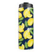 Lemon Monogram Navy Blue Thermosbecher (Vorderseite)