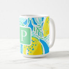 Lemon Monogram Preppy Coffee Tasse