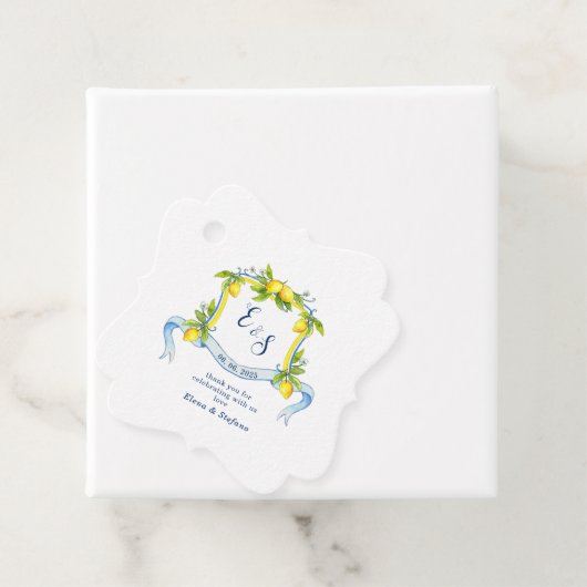 Lemon monogram Wappen wedding Danke dir Gefallen T Geschenkanhänger (Beispiel)