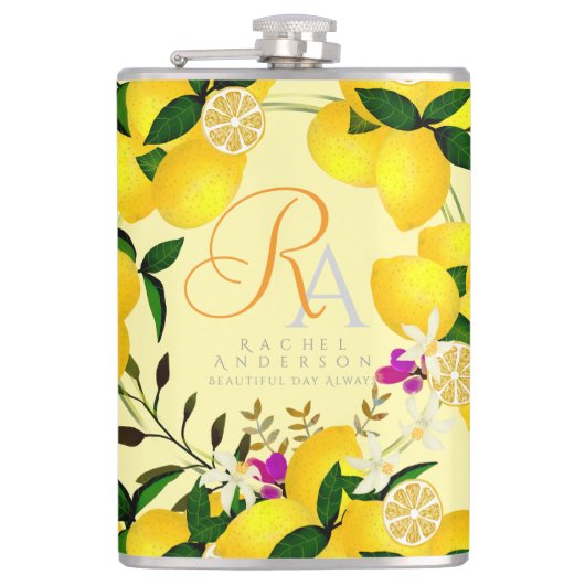 Lemon Monogram Yellow Flachmann (Vorderseite)