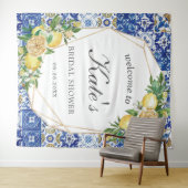 Lemon Mosaic Tiles Brautparty Begrüßungsgrundierun Wandteppich (Beispiel (Horizontal))