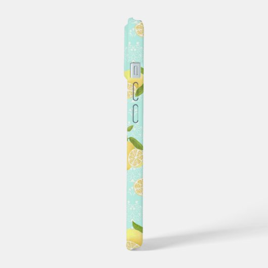 Lemon Motif Blue iPhone 15 Hülle (Linke Seite)