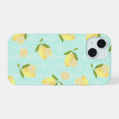 Lemon Motif Blue iPhone 15 Hülle (Rückseite (Horizontal))
