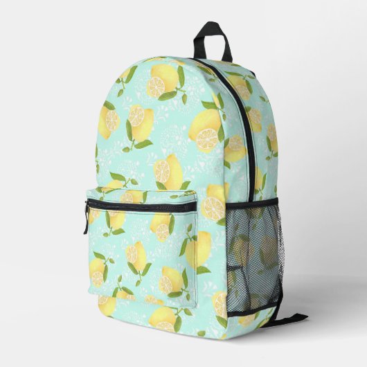 Lemon Motif Liebe Blue Bedruckter Rucksack (Rückseitige Ecke Rechts)