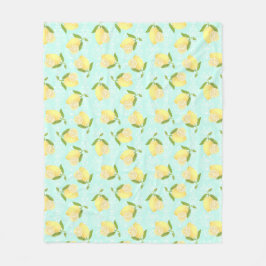 Lemon Motif Liebe Blue Fleecedecke