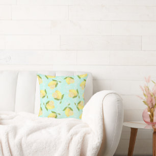 Lemon Motif Liebe Blue Kissen