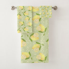 Lemon Motif Liebe Green Badhandtuch Set