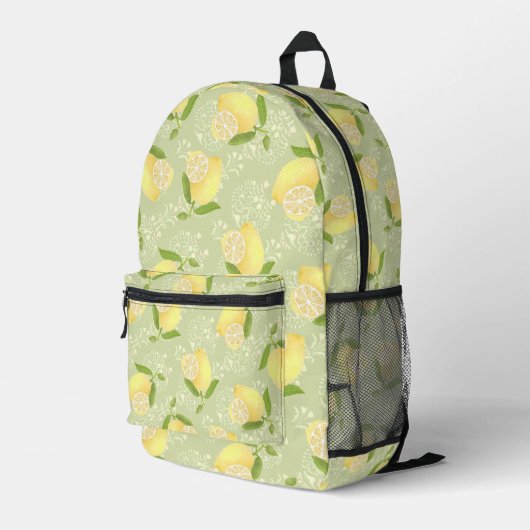 Lemon Motif Liebe Green Bedruckter Rucksack (Rückseitige Ecke Rechts)