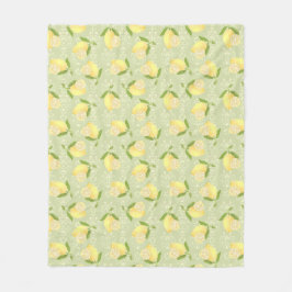 Lemon Motif Liebe Green Fleecedecke